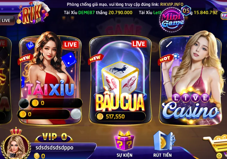 Casino Livestream Tại RikVip Thiên Đường Giải Trí Đẳng Cấp Với Tỉ Lệ Thắng Cực Cao