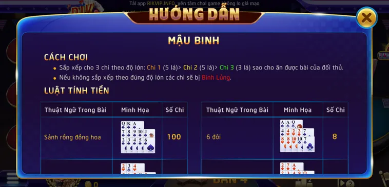 Mậu Binh Tại RikVip Sảnh Đấu Bài Binh Xập Xám Đẳng Cấp Số Một